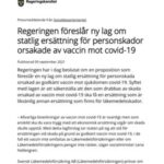 Ny lag om statlig ersättning för personskador orsakade av vaccin mot covid-19